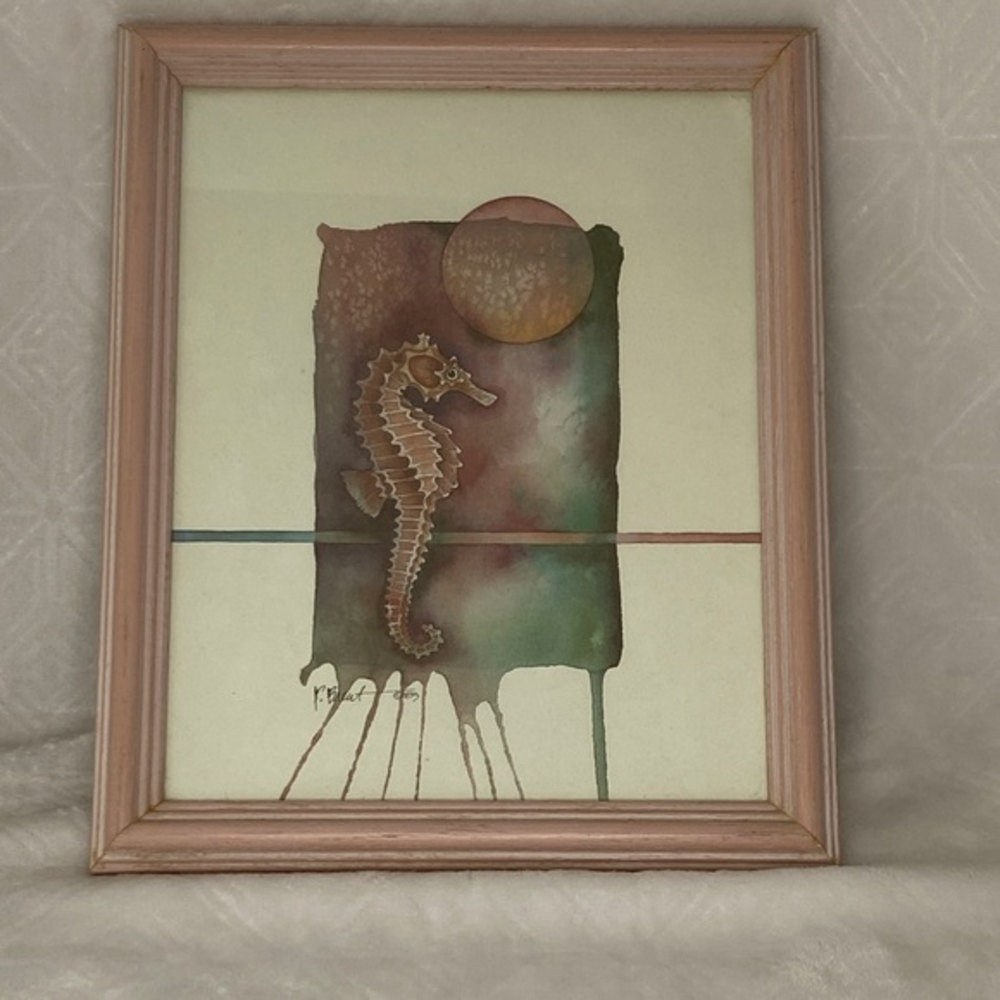 Framed‎ Nautical Seahorse & Copperband Butterfly Fish Print By Paul Brent
